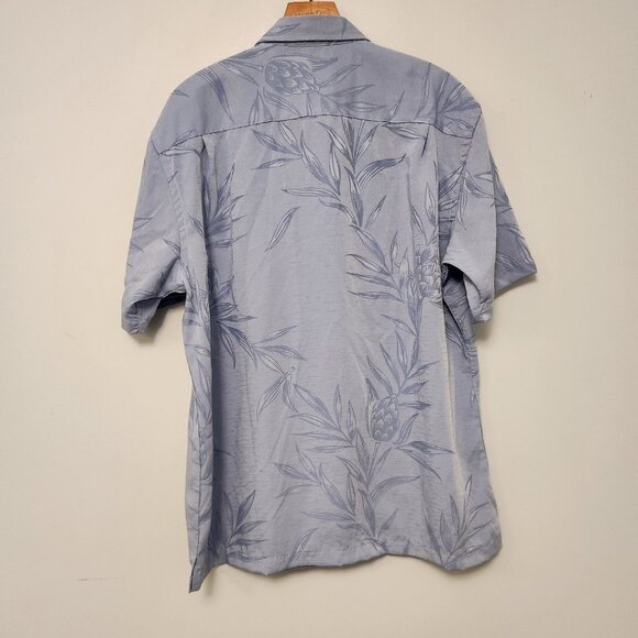 Van Heusen Hawaiian Shirt Button Up Blue Floral Aloha Tiki Beach Mens Large - Picture 6 of 11